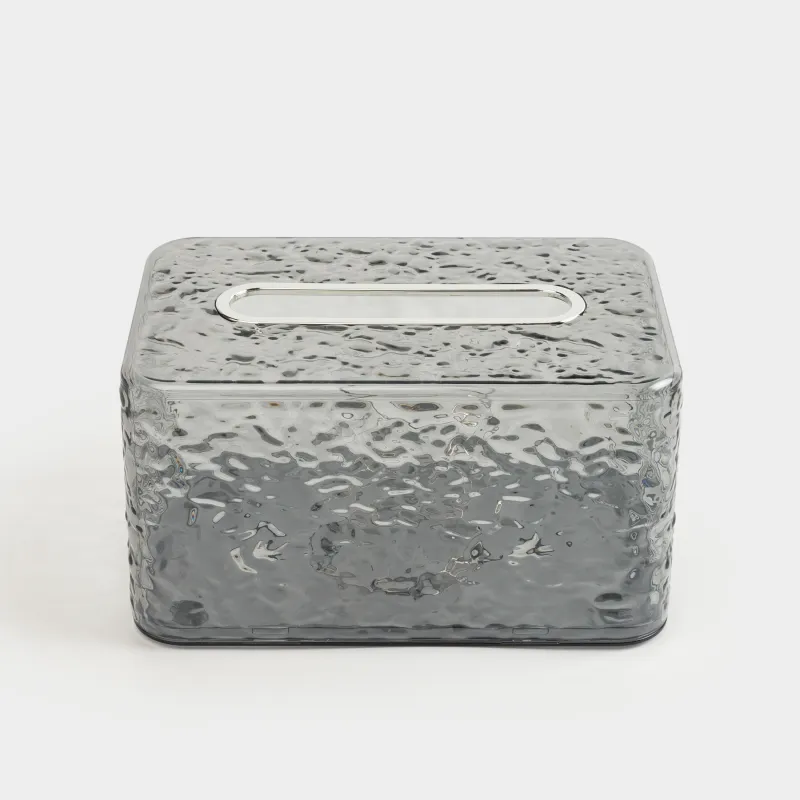 Paper napkin box, 19x12 cm, with sitemsing, plastic / metal, grey, Renaissance clear