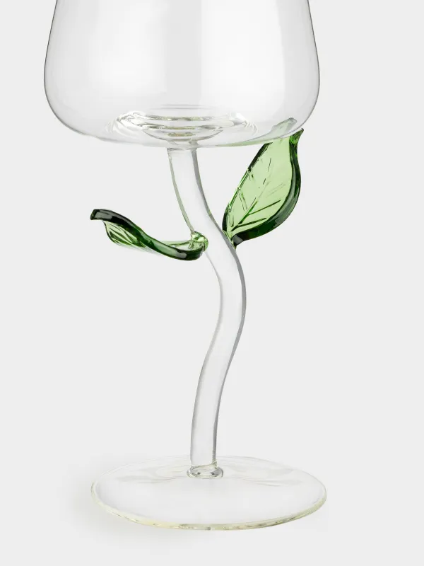 Drinking glass, 470 ml, Glass, Green leaves, Shape, image-3