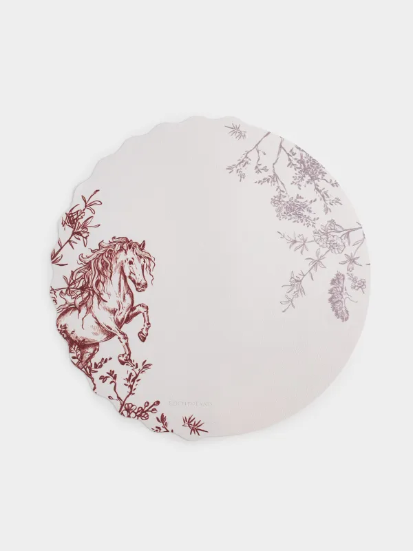 Placemat, 40 cm, PVC, round, white, Horse, Rock print, image-0