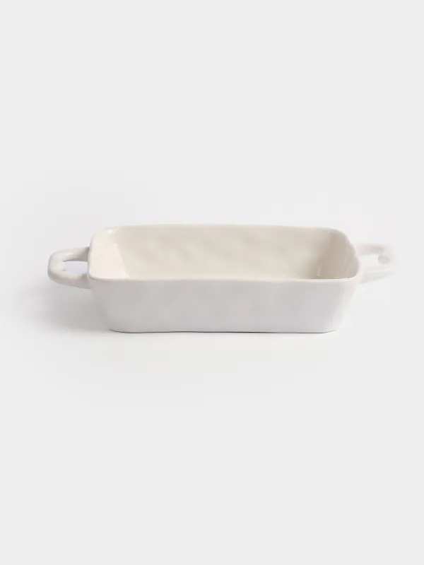 Baking dish, 31x20 cm, ceramic, rectangular, milky, Crumple kitchen, image-0