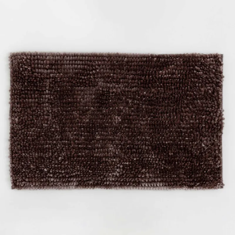 Mat, 50x80 cm, anti-slip, polyester, brown, Fluff