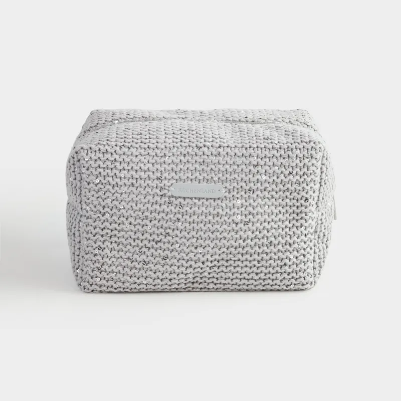 Cosmetic bag, 20x10 cm, cotton / plastic, silver-grey, Node, image-0