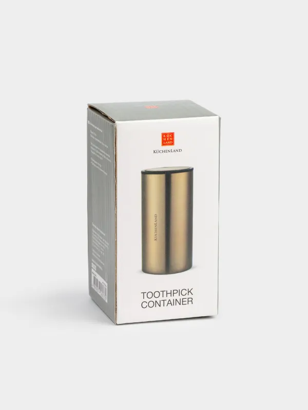 Toothpick container, 10 cm, steel, golden, Classic gold, image-4