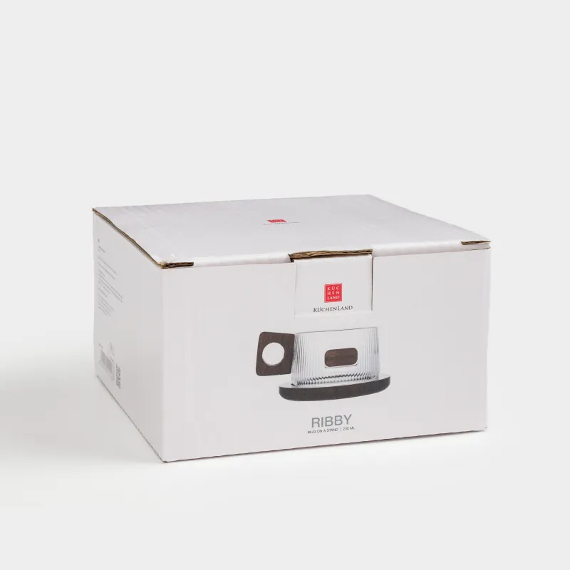 Mug, 230 ml, on a stand, glass B / wood, Ribby, image-6