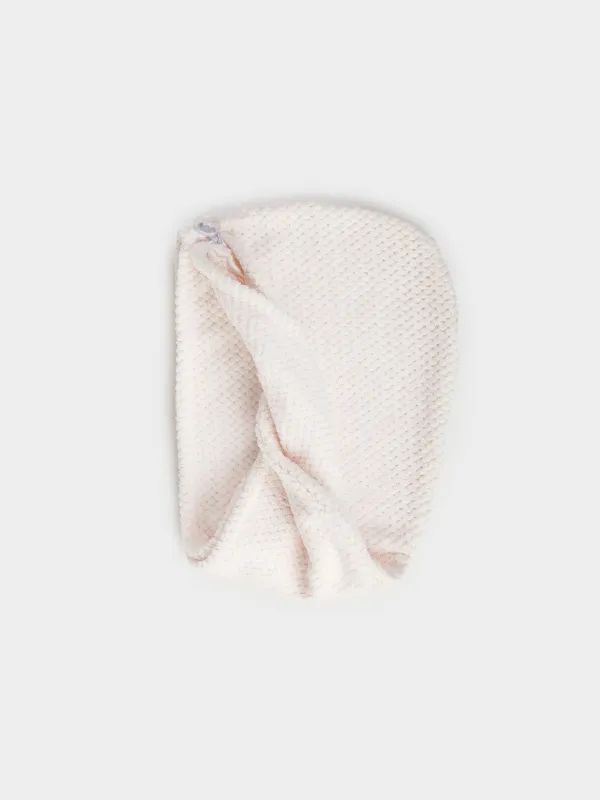 Towel-turban for hair, 59x20 cm, fleece, milk, Ratine, image-0