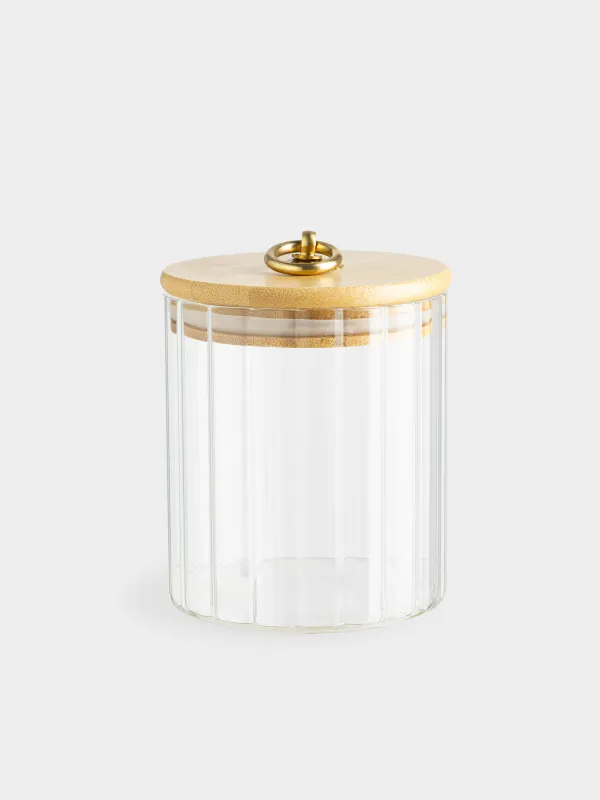 Can for bulk products, 500 ml, glass B / bamboo, Camellia, image-0