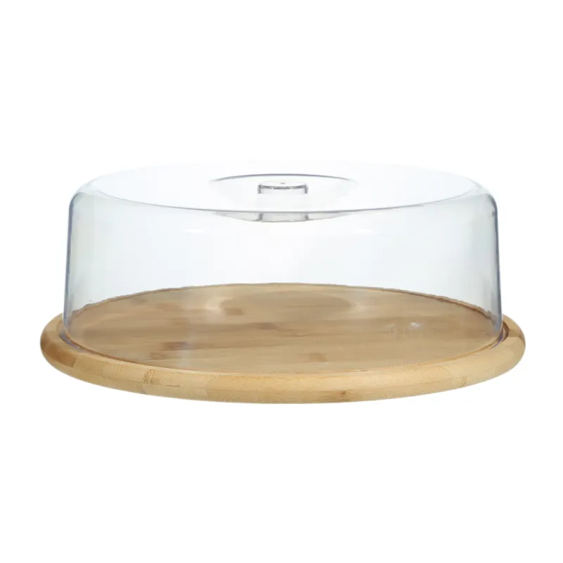 Dish with lid, 28x10 cm, bamboo / plastic, round, Crepe