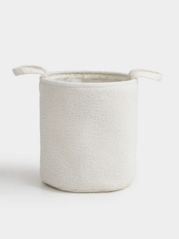 Laundry storage bag, 36x38 cm, with handles, Boucle, round, milky, Boucle, image-0