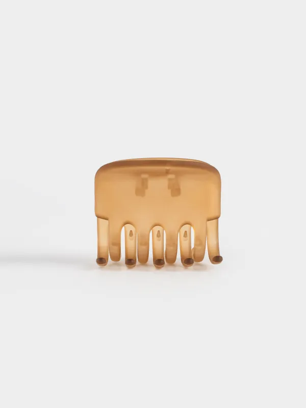 Hair clip, 6 cm, plastic / metal, brown, Crab, Hair basic, image-0