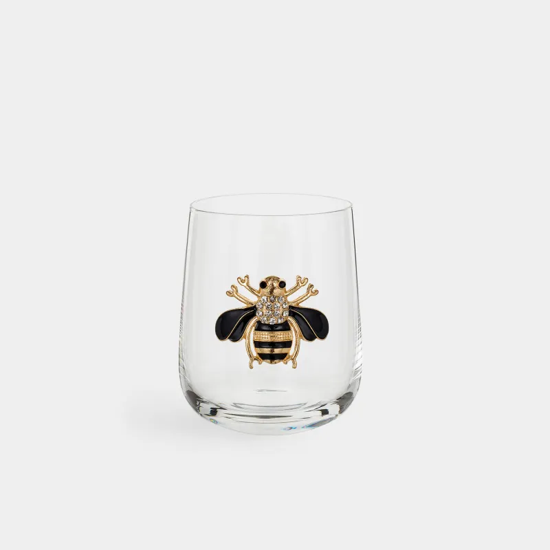 Drinking glass, 10 cm, 450 ml, glass / metal, Bumblebee, Lux elements