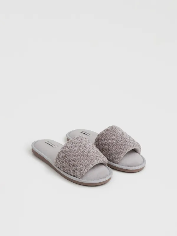 Women's slippers, homewear, size 36-37, chenille/velvet, sand, Chenille, image-5