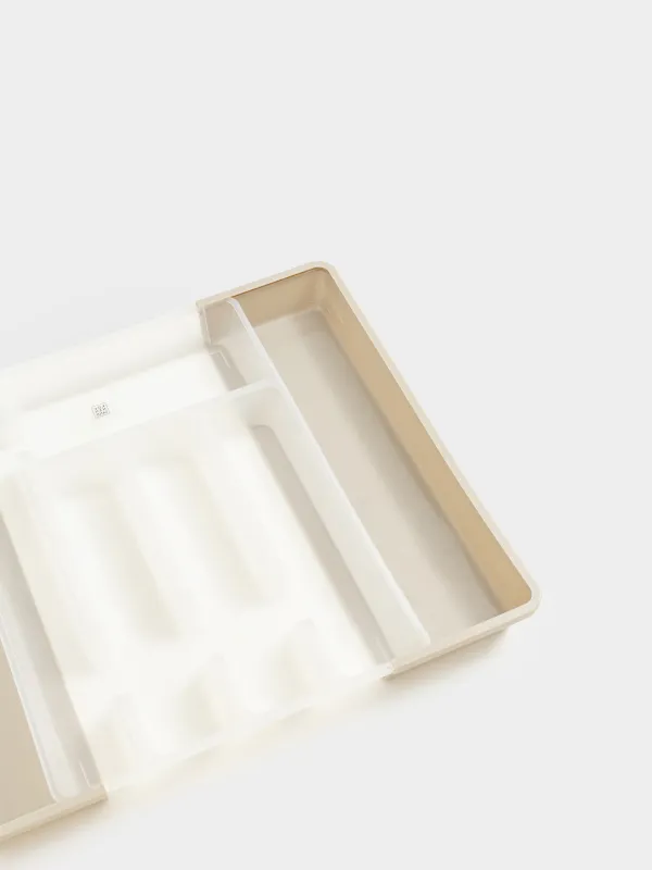 Cutlery tray, 37x27 cm, 7 units, sliding, plastic, white-gray, Keeping, image-6