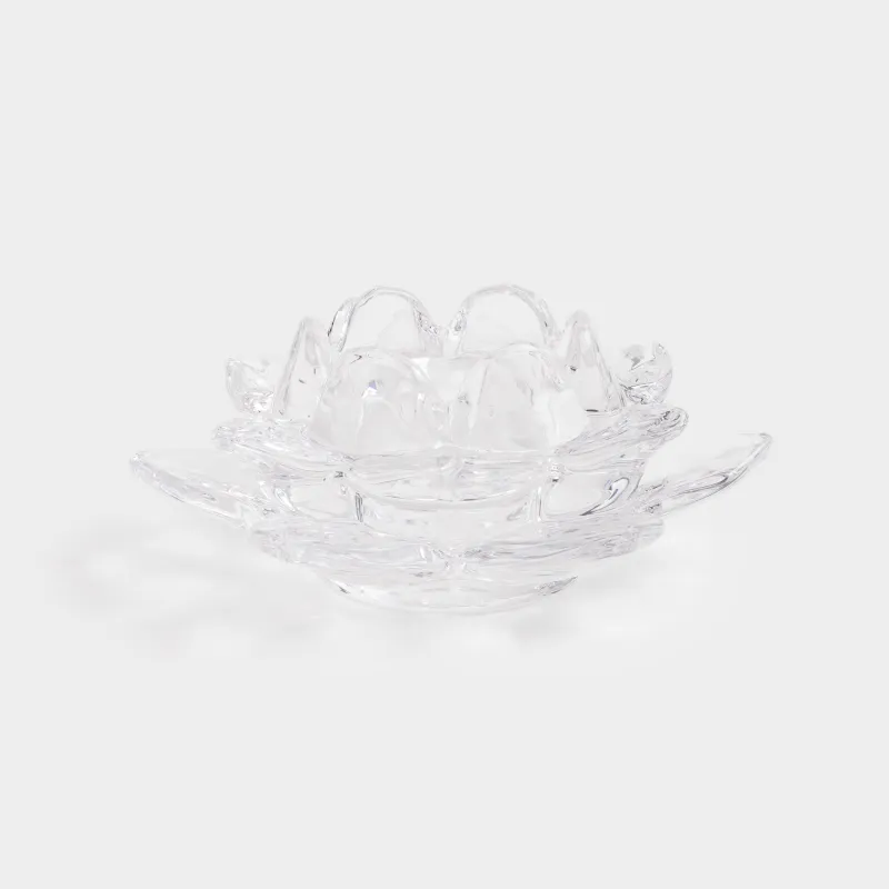 Candlestick, 12 cm, for tea / thin candle, glass, Lotus, Lotus, image-1