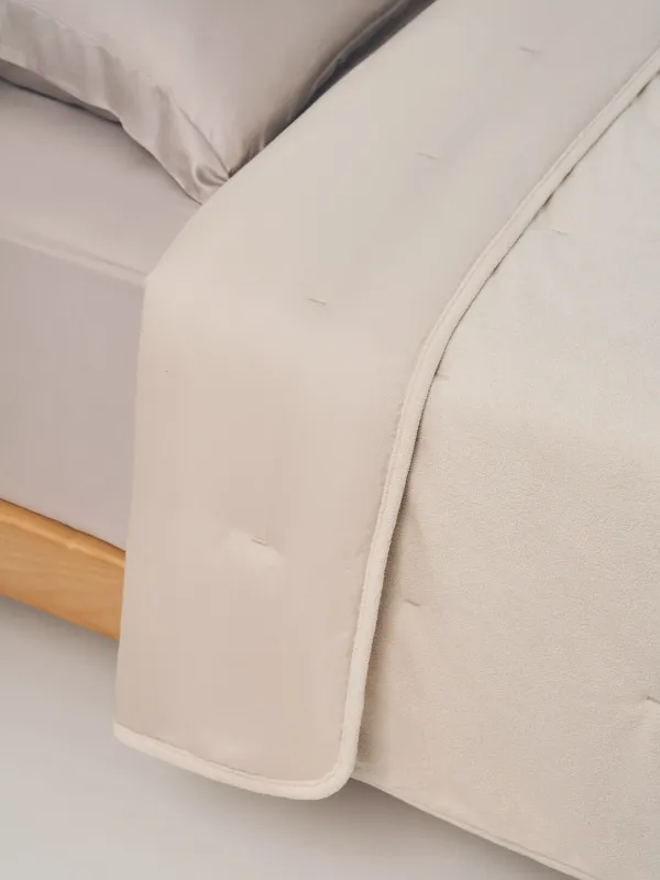 Bedspread, 220x240 cm, quilted, velvet/microfiber, milky, Stitch velvet, image-2