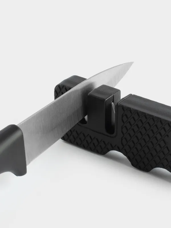 Knife sharpener, 9 cm, two stages of sharpening, black, Extra-light black, image-4