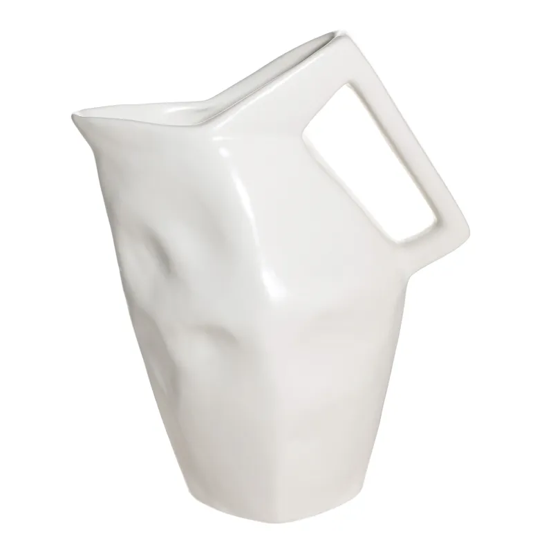 Jug, 1.6 l, porcelain P, milk, Crumpled effect, Crumple, image-0