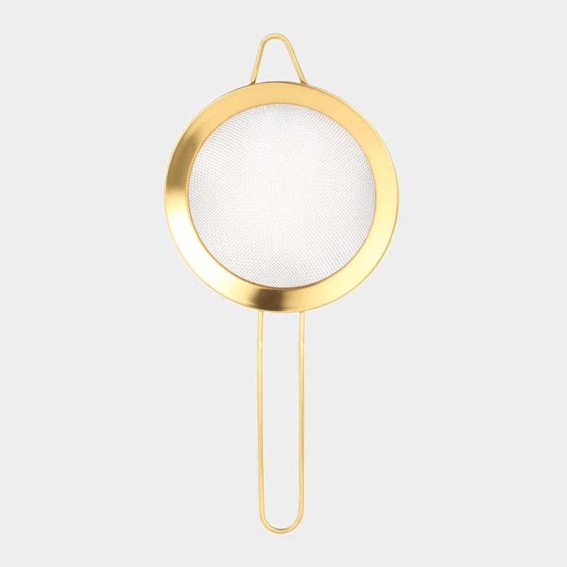Sieve, 12 cm, with handle, steel, gold, Device gold