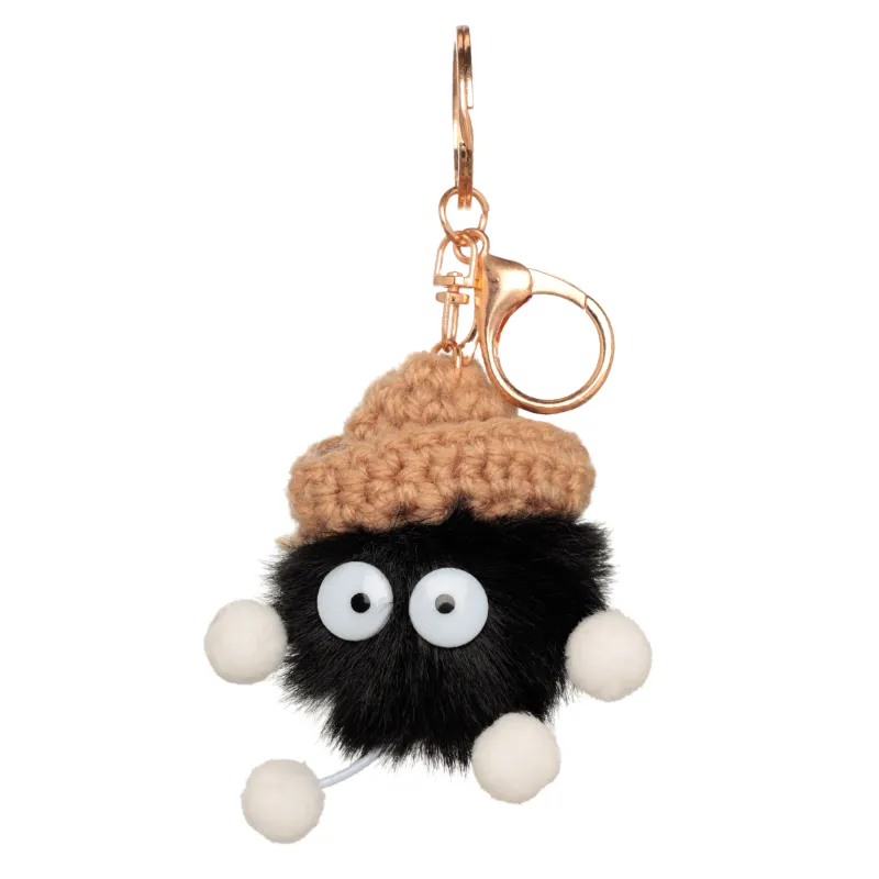 Keychain, 8 cm, soft, polyester / metal, black, Keychain toy