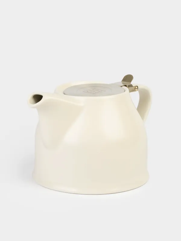 Teapot, 1 l, ceramic / steel, milky-golden, Kettle ceramo, image-1