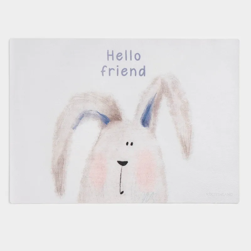 Placemat, 33x46 cm, PVC, rectangular, blue and white, Hello friend, Rock print