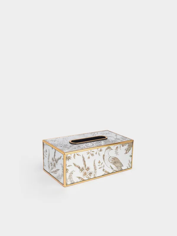 Paper napkin box, 25x13 cm, plastic / glass, Mirror, Bird, Bluebird, image-0