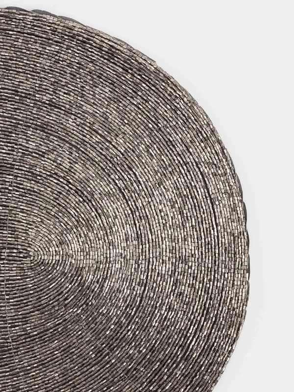 Napkin for appliances, 31x41 cm, beads, oval, dark gray, Shiny beads, image-3