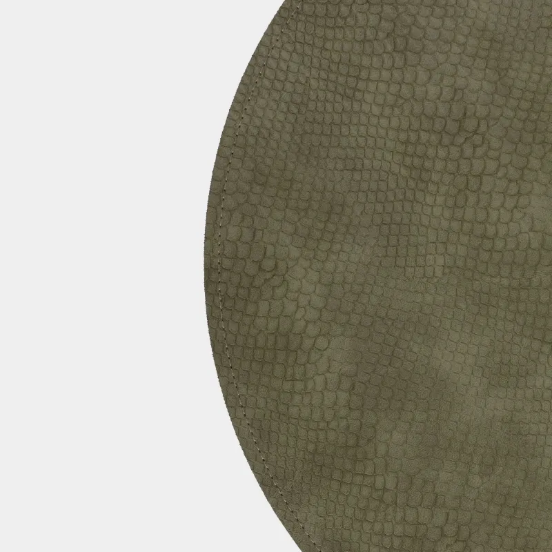 Placemat, 38 cm, double-sided, PVC, round, green/brown, Snake scales, Rock, image-2