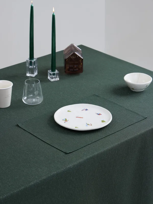 Placemat, 30x45 cm, polyester, rectangular, dark green, Green speckled, image-1