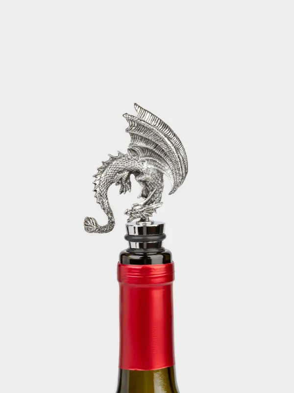 Wine bottle stopper, 12 cm, metal, Dragon rainira, image-3