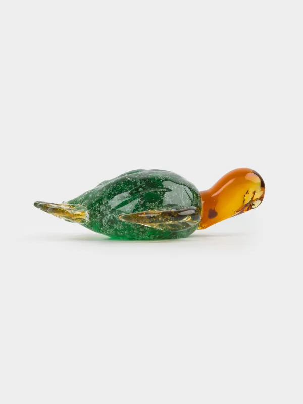 Statuette, 12 cm, glass, green-amber, Turtle, Vitreous, image-2