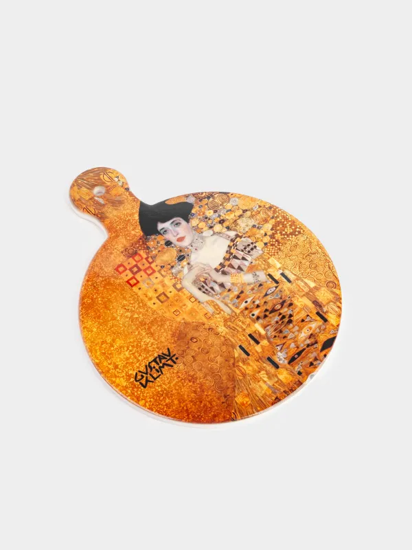Coaster, 23x18 cm, with handle, ceramic / cork, Gold Adele, Klimt, Art Adele, image-3
