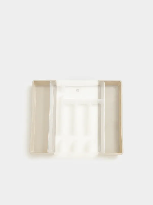 Cutlery tray, 37x27 cm, 7 units, sliding, plastic, white-gray, Keeping, image-2