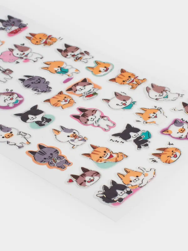 Sticker set, 17x9 cm, 38 pcs, disposable, paper, Cats, Cat, image-3