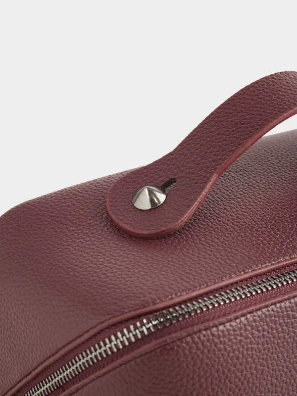 Cosmetic bag, 24x13 cm, with handle, polyurethane, brown, Krast, image-3