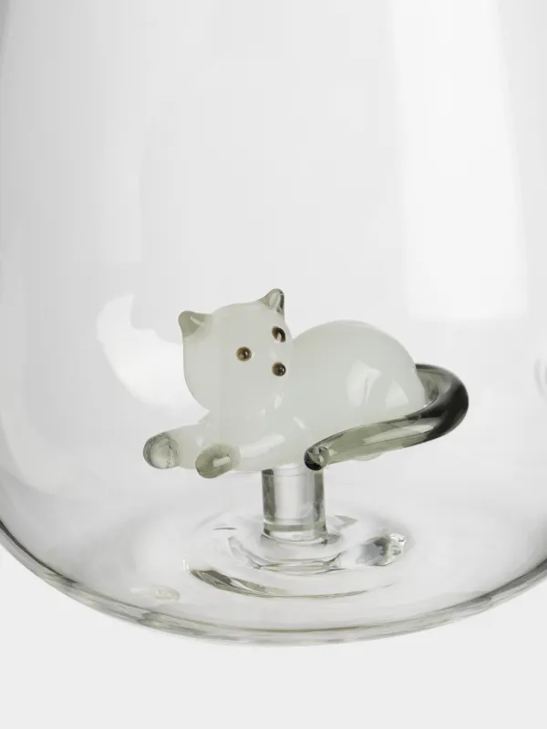 Mug, 400 ml, glass B, grey handle, Cat, Shape, image-1