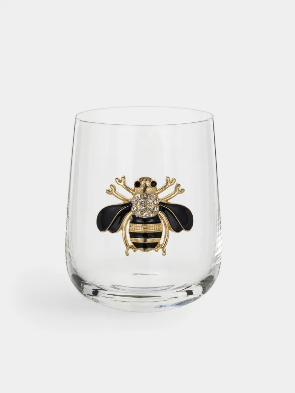 Drinking glass, 10 cm, 450 ml, glass / metal, Bumblebee, Lux elements, image-0
