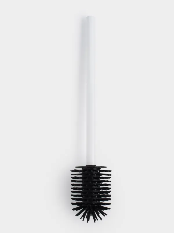 Toilet brush, 38 cm, with stand, rubber / metal, white and black, Vesta, image-2