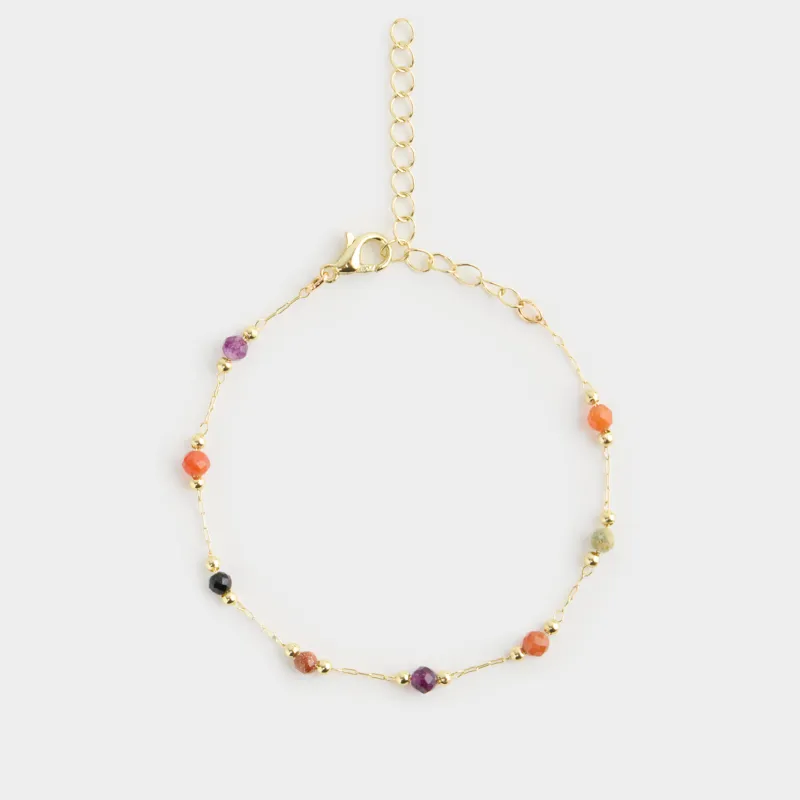 Bracelet, 25 cm, metal / plastic, gold, Beads, Jewelry