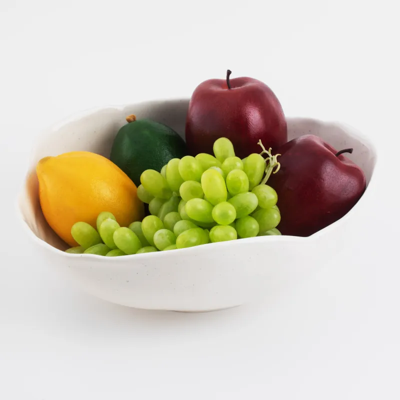 Fruit bowl, 27x9 cm, ceramic, milk, speckled, Uneven edge, Delicia, image-5