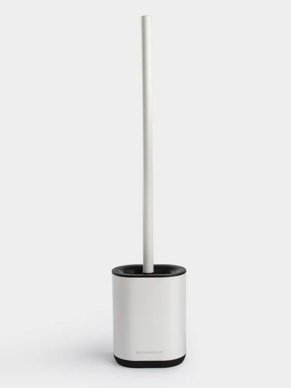 Toilet brush, 53 cm, with stand, rubber / metal, white, Vesta, image-0