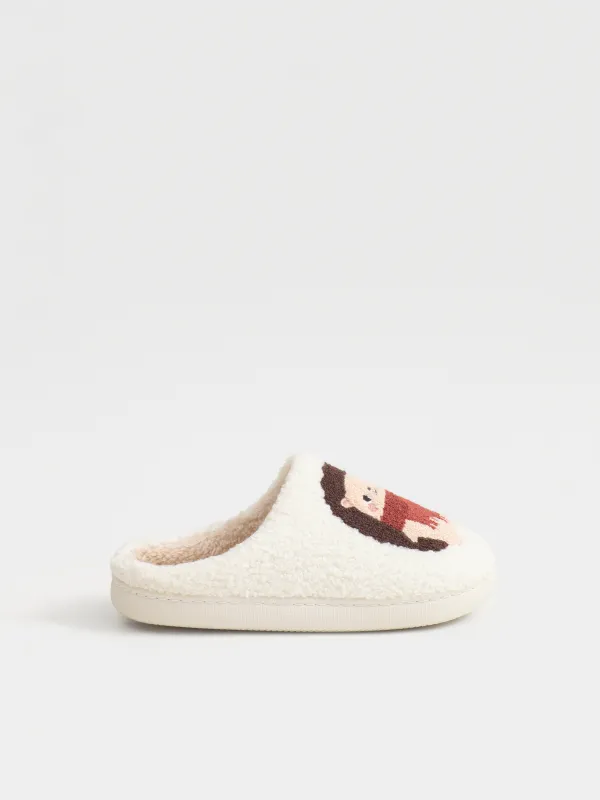 Women's slippers, homewear, size 36-37, artificial fur, milky, Hedgehogs, Needed, image-0