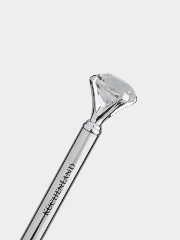 Ballpoint pen, 14 cm, with a figure, steel, silver, Crystal, Draw figure, image-2