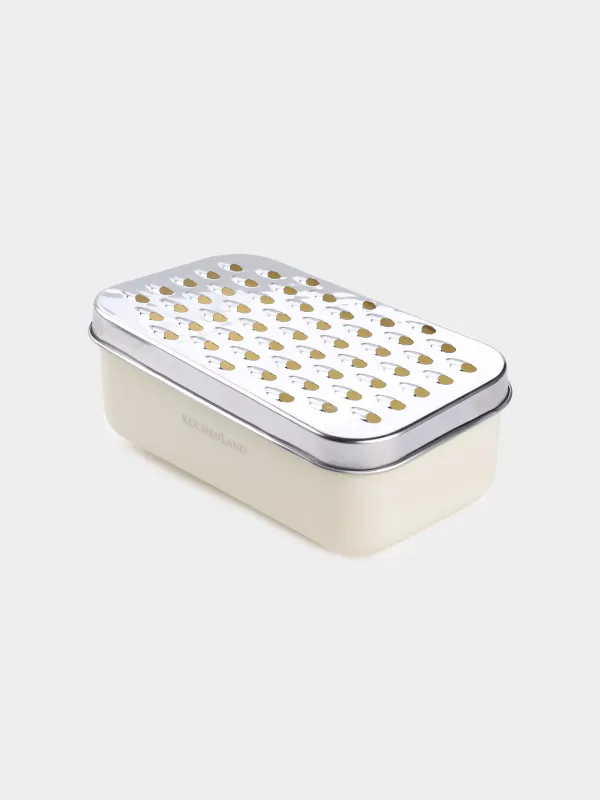 Grater, 18x10 cm, with container and replaceable attachments, steel / plastic, dairy, Chalet, image-2