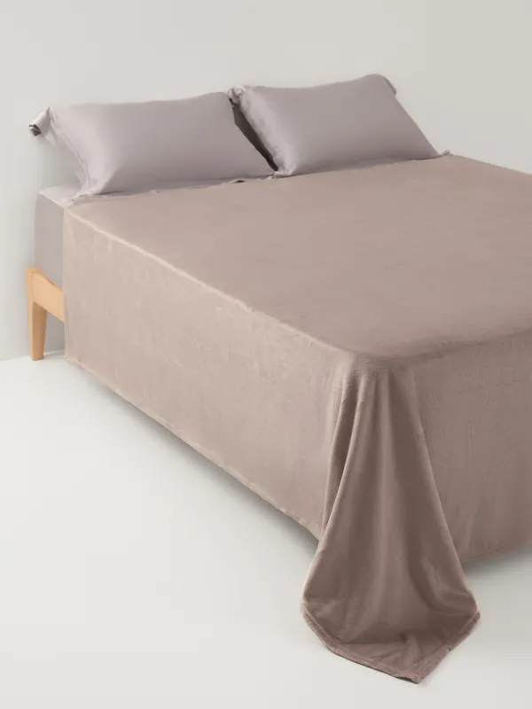 Bedspread, 220x240 cm, flannel, light grey, Flannel, image-0