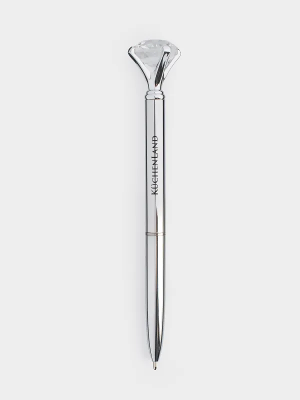 Ballpoint pen, 14 cm, with a figure, steel, silver, Crystal, Draw figure, image-0