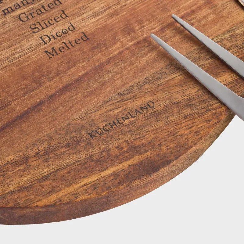 Cheese set, 3 items, platter board, wood / steel, Noble tree, image-5