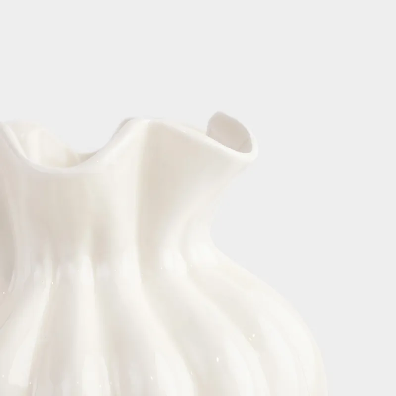 Flower vase, 24 cm, ceramic, milky, Bends, Landform, image-1