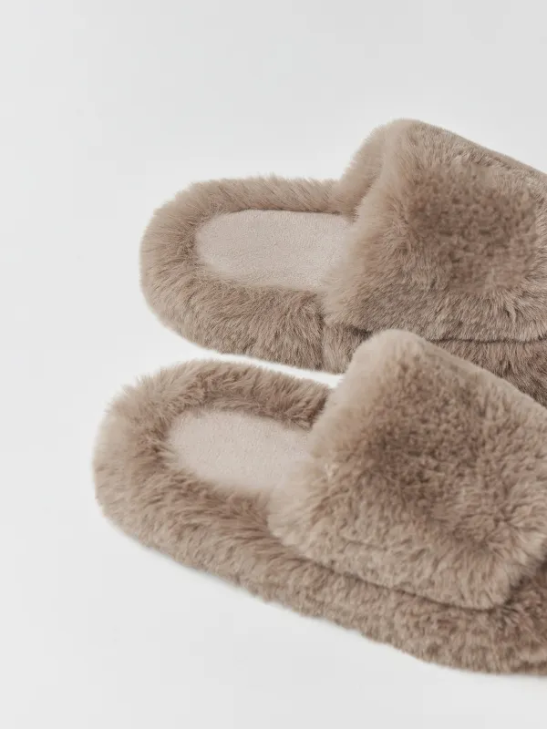 Women's slippers, home, size 36-37, artificial fur, brown, Bushy, image-3