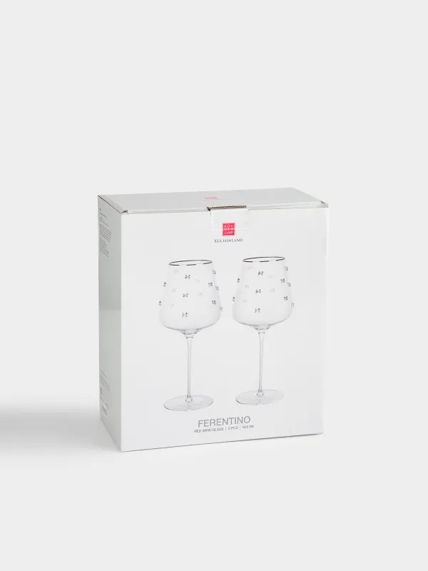 Drinking glass, 650 ml, 2 pcs, crystal glass, with silver edging, Ferentino, image-4