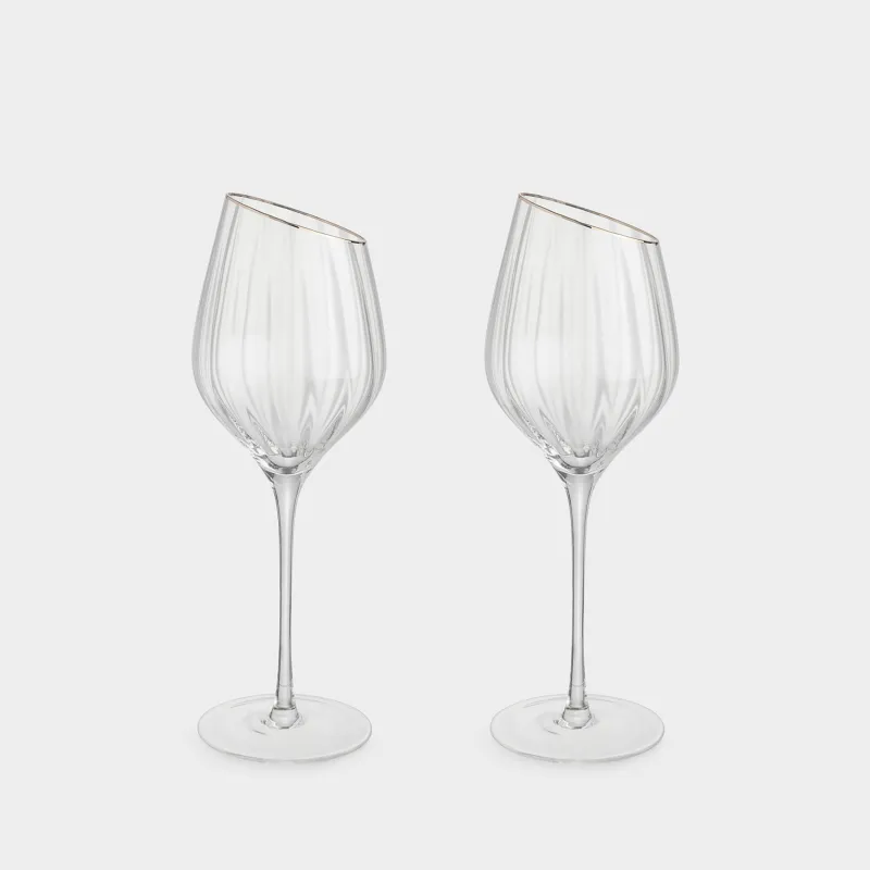 Drinking glass, 460 ml, 2 pcs, glass, with golden edging, Charm R gold
